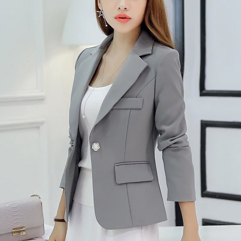 Nice Slim Ladies Blazer with Pockets - Sophia-Grey-S-State of Style