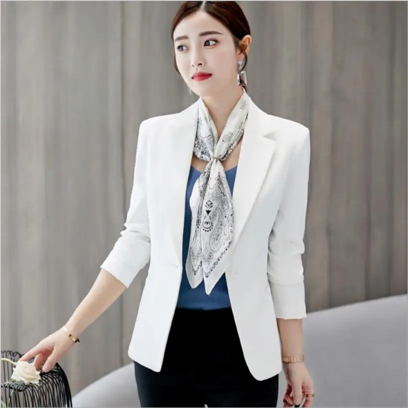 Nice Slim Ladies Blazer with Pockets - Sophia-White-S-State of Style