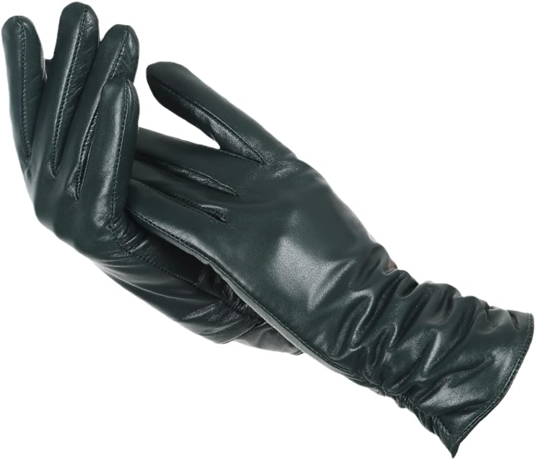 Nicole Leather Gloves | Classic & Stylish-Black Green-S-State of Style