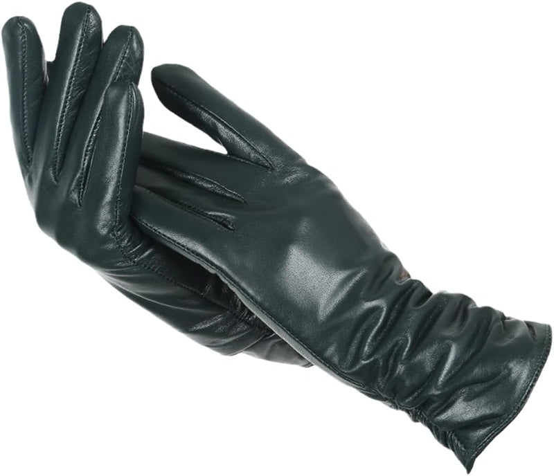 Nicole Leather Gloves | Classic & Stylish-Black Green-S-State of Style