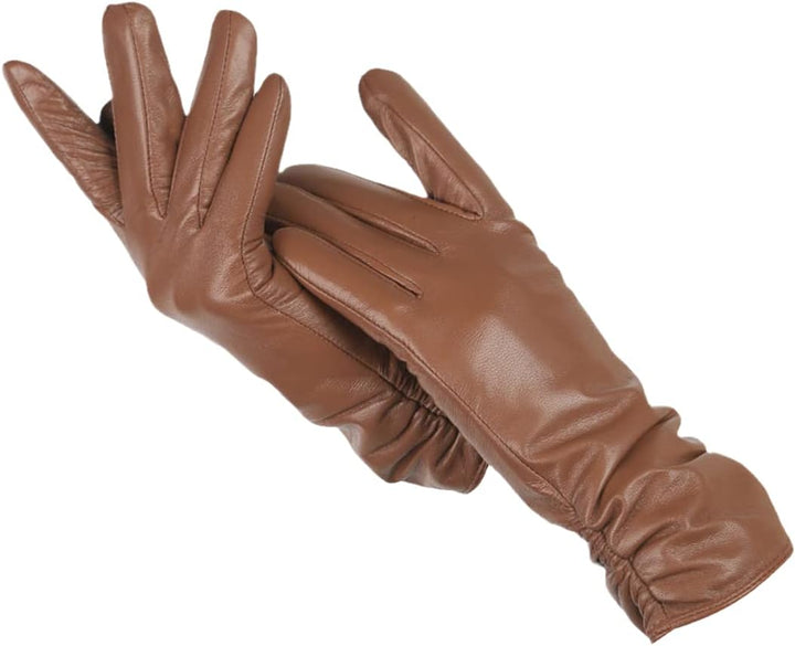 Nicole Leather Gloves | Classic & Stylish-Khaki-S-State of Style