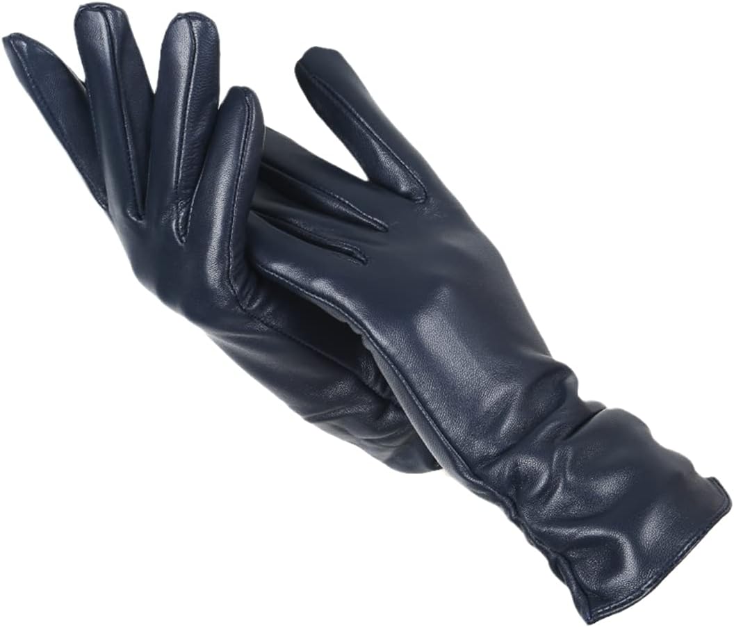 Nicole Leather Gloves | Classic & Stylish-Navy Blue-S-State of Style