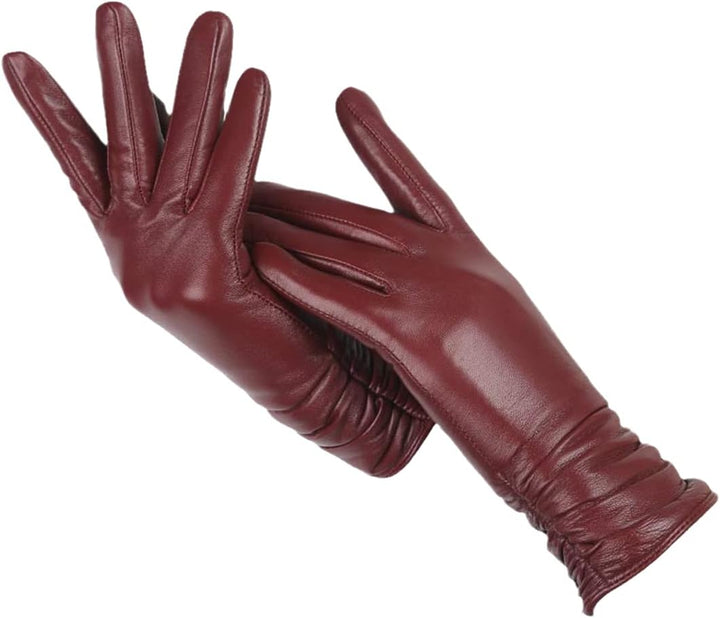 Nicole Leather Gloves | Classic & Stylish-Reddish Brown-S-State of Style