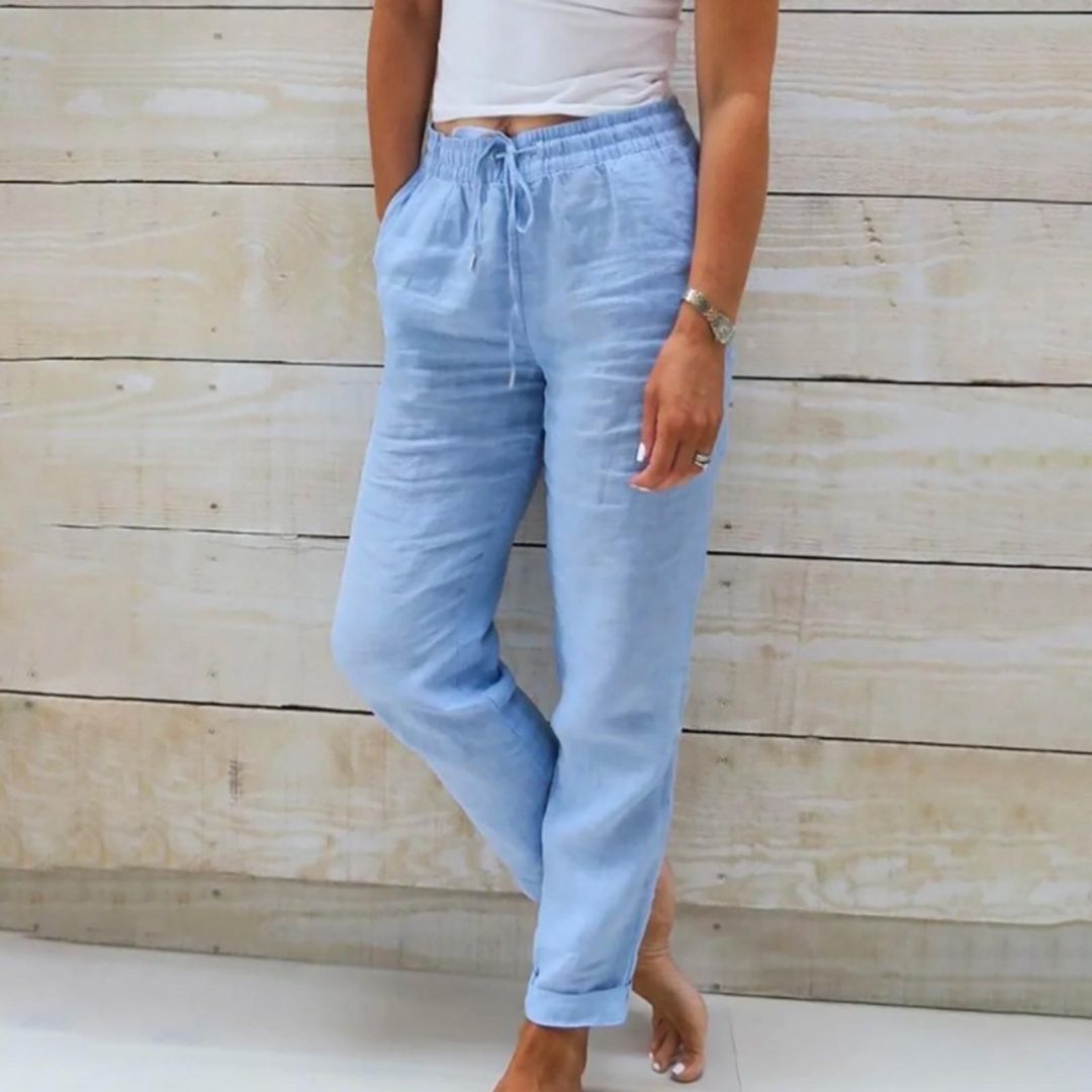 Nina Linen Pants | Stylish & Breathable-Blue-S-State of Style