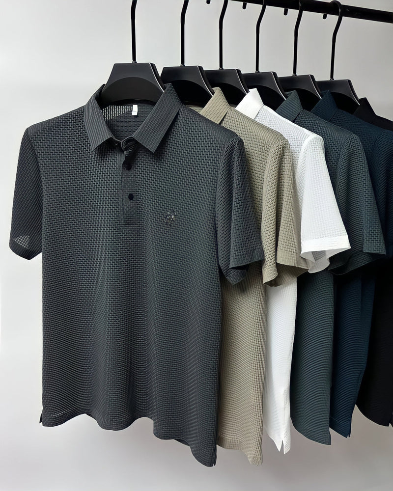 No-Iron Slim Fit Polo Shirt | Textured-Gray-Small-State of Style