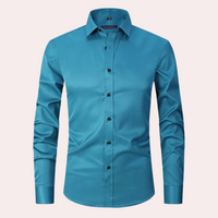 Non-iron Stretch Shirt - Milan-Turquoise-S-State of Style