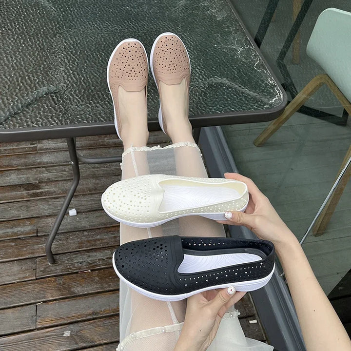 Nora - Orthopedische Zwarte Ademende Instappers-Zwart-36-State of Style