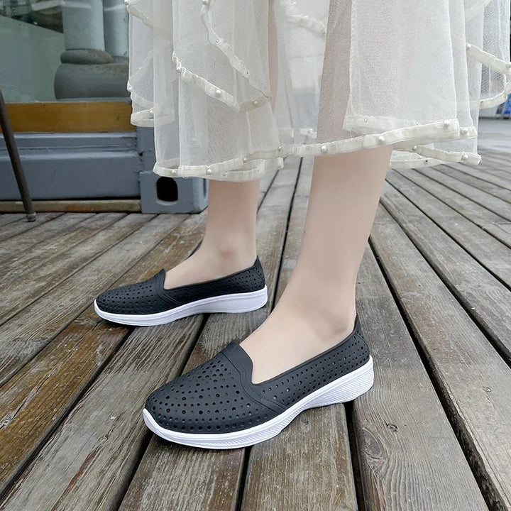 Nora - Orthopedische Zwarte Ademende Instappers-Zwart-36-State of Style