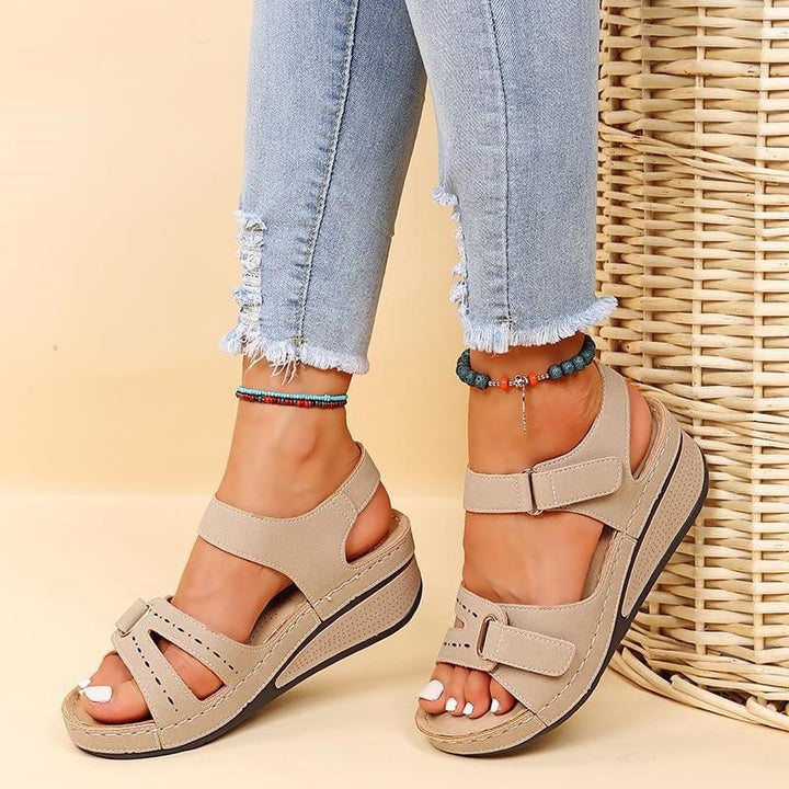 Nora - Orthopedische Zwarte Verstelbare Sandalen-Beige-35-State of Style