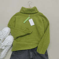 Nora Oversized Knit Turtleneck in Grass Green-S-State of Style