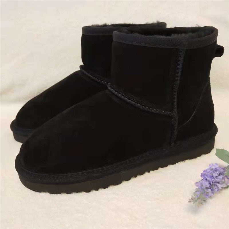 Nora Women's Leather Ankle Snow Boots-Black-5.0-State of Style