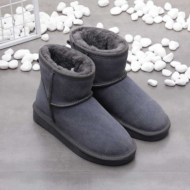 Nora Women's Leather Ankle Snow Boots-Grey-5.0-State of Style
