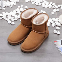 Nora Women's Leather Ankle Snow Boots-Khaki-5.0-State of Style