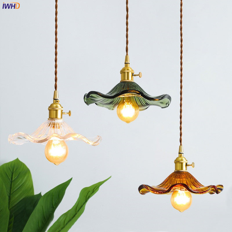 NORDIC DESIGN LED HANGING LAMP | COLOURED GLASS & COPPER LIGHTING FOR BEDROOM, LIVING ROOM & BAR-Glass A-State of Style