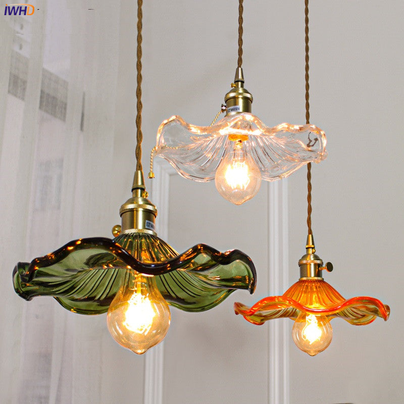NORDIC DESIGN LED HANGING LAMP | COLOURED GLASS & COPPER LIGHTING FOR BEDROOM, LIVING ROOM & BAR-Glass A-State of Style