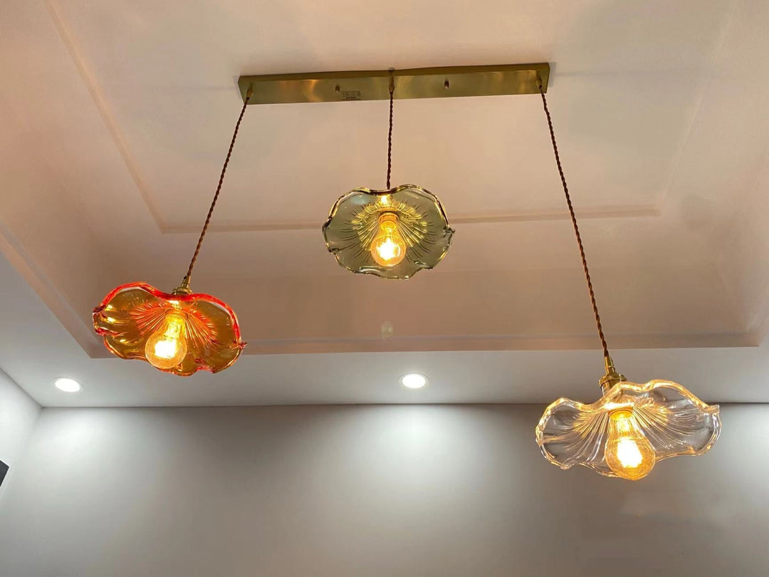 NORDIC DESIGN LED HANGING LAMP | COLOURED GLASS & COPPER LIGHTING FOR BEDROOM, LIVING ROOM & BAR-Glass A-State of Style