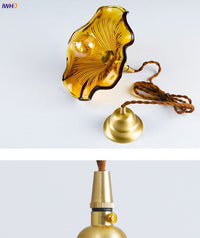 NORDIC DESIGN LED HANGING LAMP | COLOURED GLASS & COPPER LIGHTING FOR BEDROOM, LIVING ROOM & BAR-Glass A-State of Style
