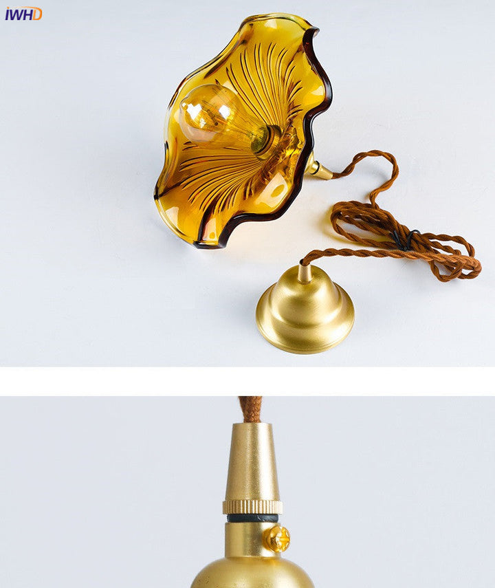 NORDIC DESIGN LED HANGING LAMP | COLOURED GLASS & COPPER LIGHTING FOR BEDROOM, LIVING ROOM & BAR-Glass A-State of Style