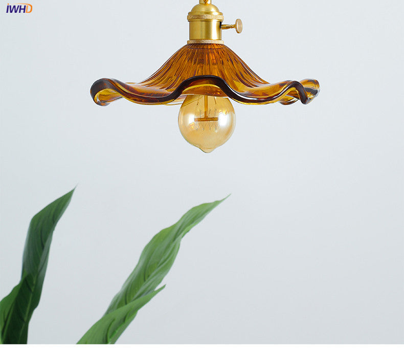 NORDIC DESIGN LED HANGING LAMP | COLOURED GLASS & COPPER LIGHTING FOR BEDROOM, LIVING ROOM & BAR-Glass A-State of Style