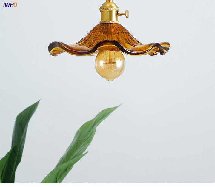NORDIC DESIGN LED HANGING LAMP | COLOURED GLASS & COPPER LIGHTING FOR BEDROOM, LIVING ROOM & BAR-Glass A-State of Style