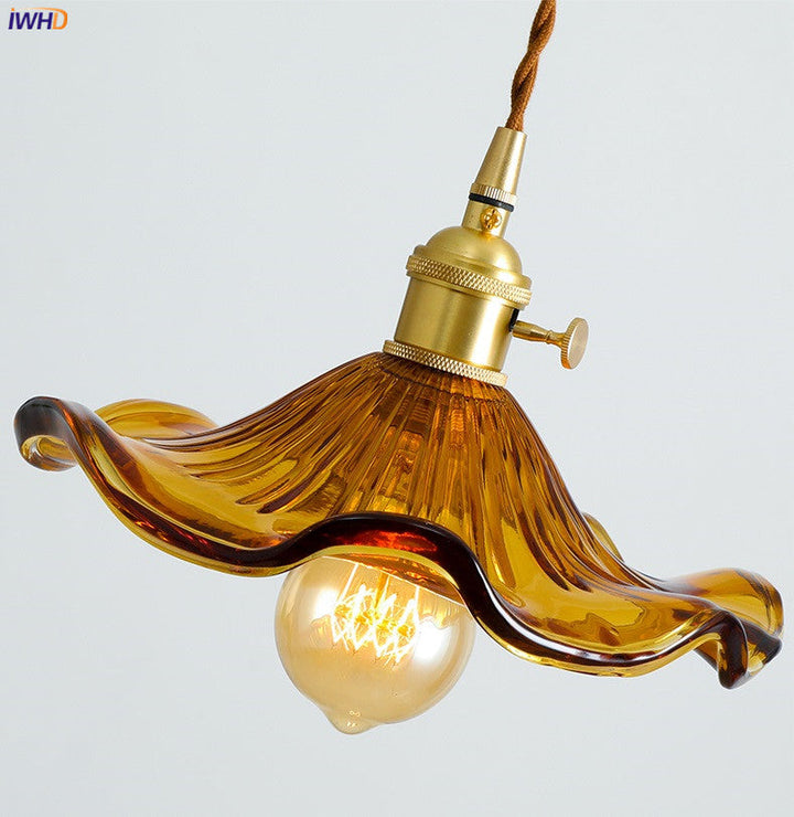 NORDIC DESIGN LED HANGING LAMP | COLOURED GLASS & COPPER LIGHTING FOR BEDROOM, LIVING ROOM & BAR-Glass A-State of Style
