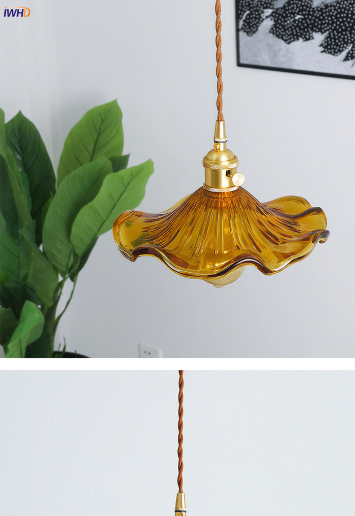 NORDIC DESIGN LED HANGING LAMP | COLOURED GLASS & COPPER LIGHTING FOR BEDROOM, LIVING ROOM & BAR-Glass A-State of Style