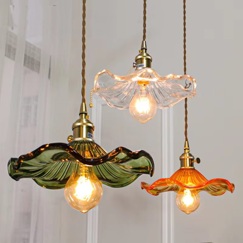 NORDIC DESIGN LED HANGING LAMP | COLOURED GLASS & COPPER LIGHTING FOR BEDROOM, LIVING ROOM & BAR-Glass A-State of Style
