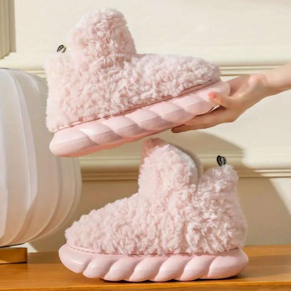 Nua - Comfy Teddy Slippers for Women-Pink-3-State of Style