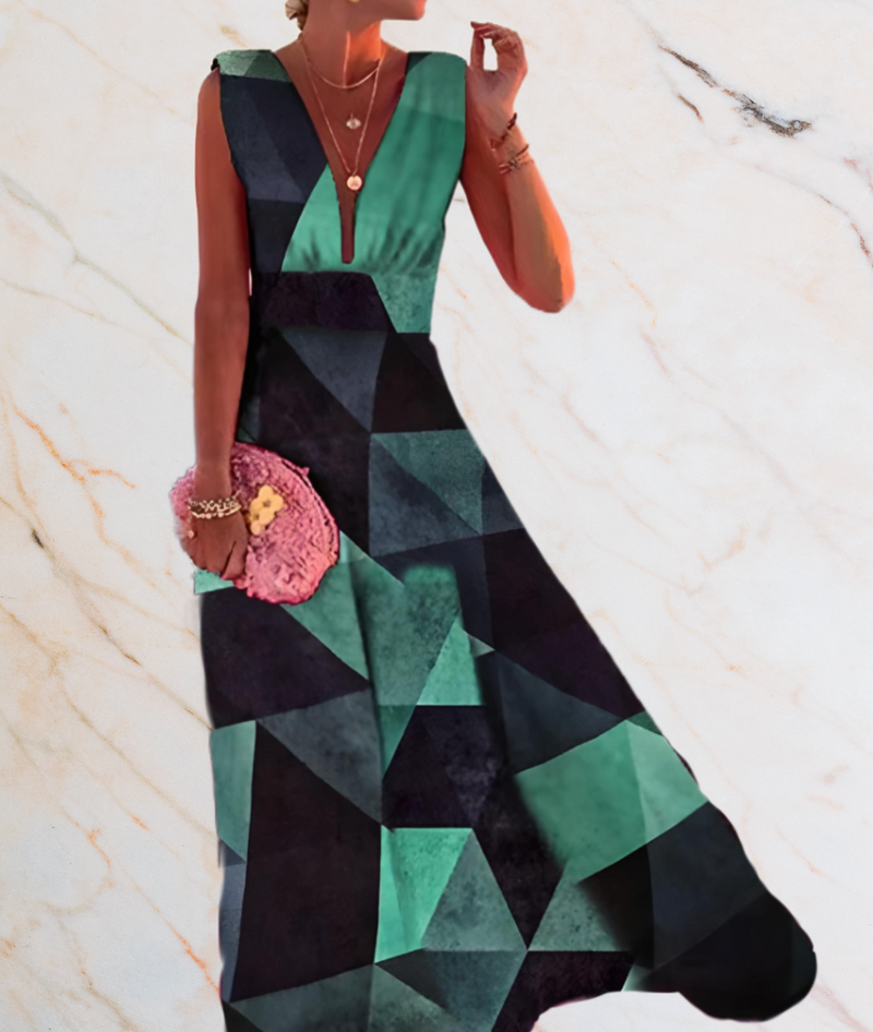 Nympha Dress | Stylish & Comfortable Sleeveless Maxi-Green-Black-S-State of Style