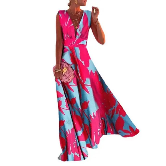 Nympha Dress | Stylish & Comfortable Sleeveless Maxi-Pink-Blue-S-State of Style