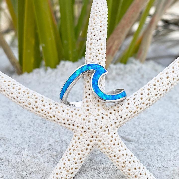 Ocean Waves Opal and Silver Ring - Livia-5-State of Style