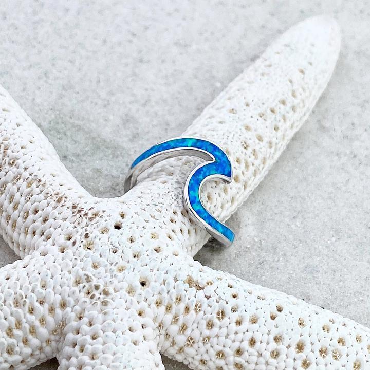 Ocean Waves Opal and Silver Ring - Livia-5-State of Style