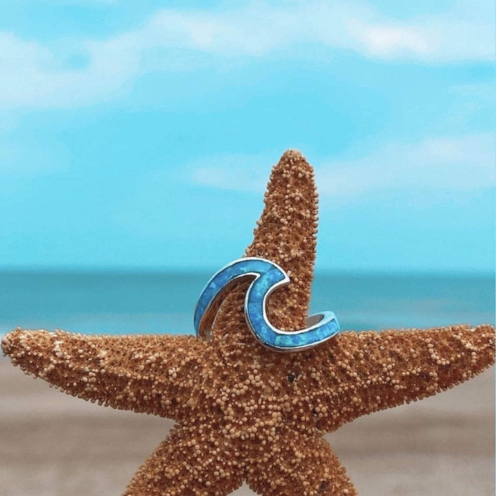 Ocean Waves Opal and Silver Ring - Livia-5-State of Style