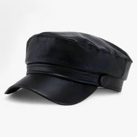 Octagonal women's flat cap made of PU leather – Valence-Black-State of Style