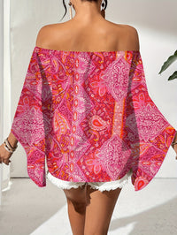 Off-Shoulder Blouse with Geometric Print – Noémie-Green-S-State of Style