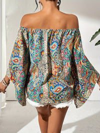 Off-Shoulder Blouse with Geometric Print – Noémie-Green-S-State of Style