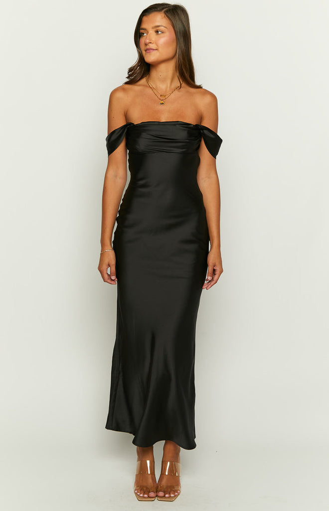 Off-Shoulder Maxi Dress – Saphira-Black-S-State of Style