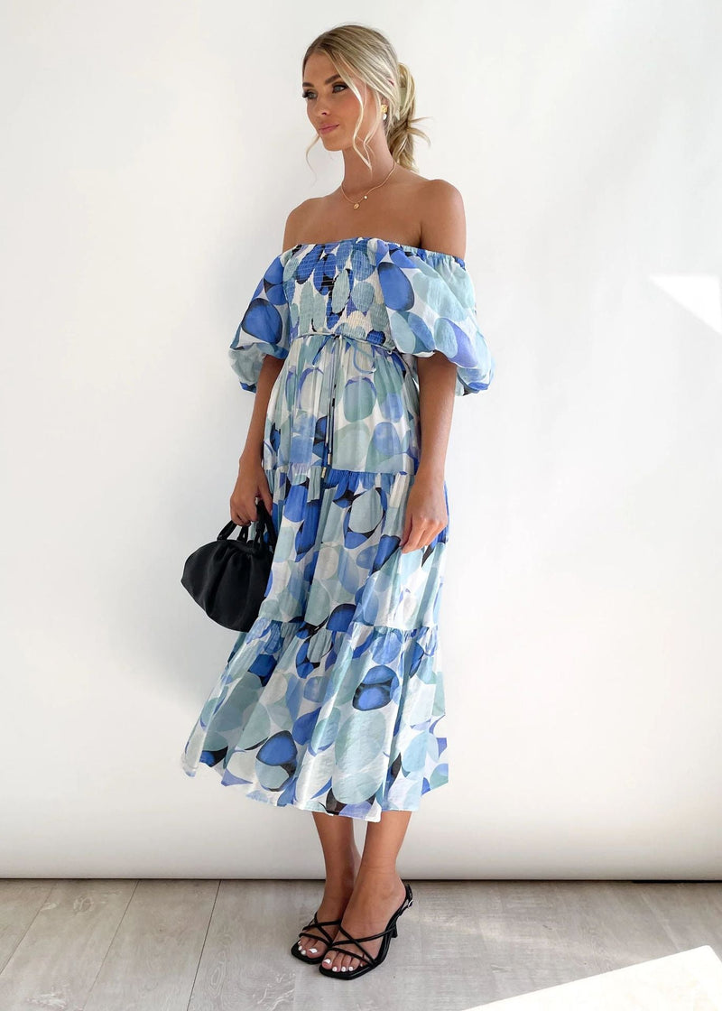 Off-Shoulder Midi Dress – Talia-Dark blue-XS-State of Style