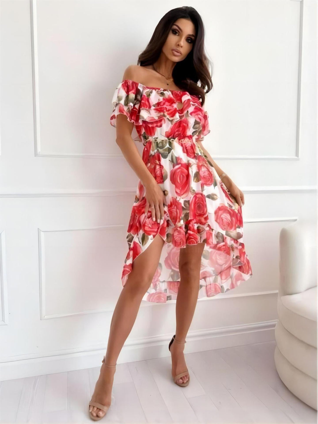 Off-Shoulder Mini Dress with Ruffles – Lina-XS-State of Style