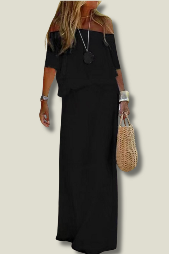 Off Shoulder Summer Dress - Soleil-Black-S-State of Style