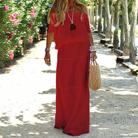 Off Shoulder Summer Dress - Soleil-Red-S-State of Style
