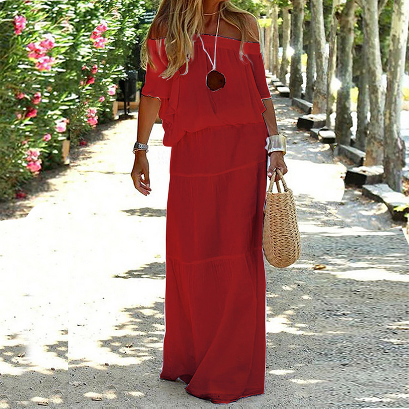 Off Shoulder Summer Dress - Soleil-Red-S-State of Style