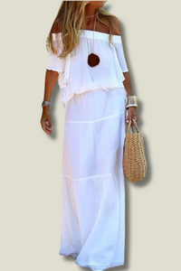 Off Shoulder Summer Dress - Soleil-White-S-State of Style