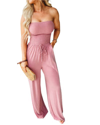 Off-Shoulder Summer Jumpsuit with Wide Legs – Camila-Pink-S-State of Style