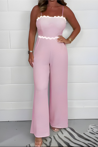 Off-the-shoulder jumpsuit with colour block style summer trend - Livia-Pink-S (36)-State of Style