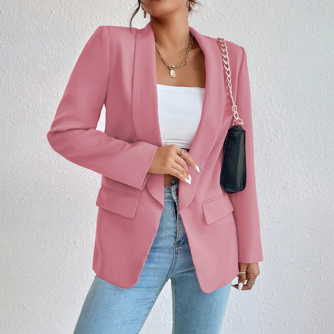 Office Women's Blazer in Polyester-Cotton - Emma-Light Pink-S-State of Style