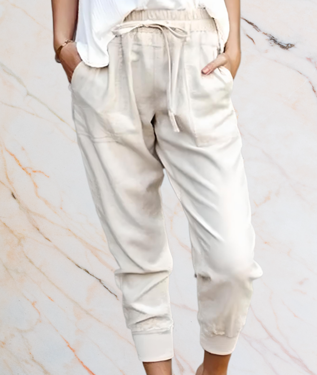 oleen – Relaxed Fit High-Waisted Trousers with Straps & Pockets-XS-Light Beige-State of Style