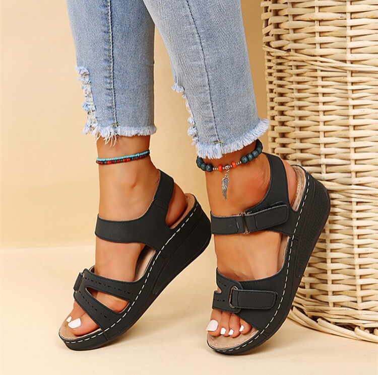 Olga Orthopaedic Sandals | Supportive & Stylish Summer Footwear-Black-4.5-State of Style