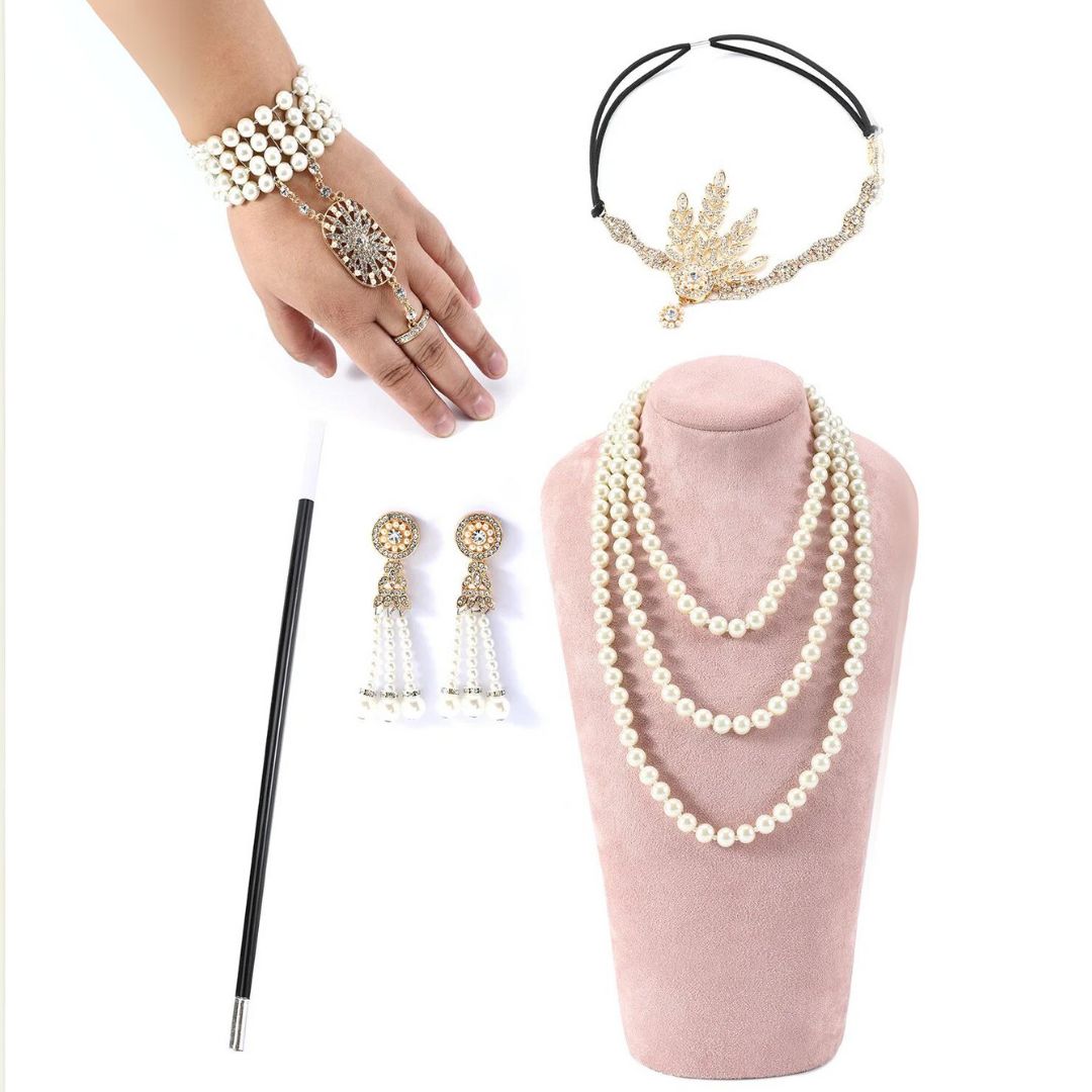 Olive 1920s Accessory Set – Vintage Gatsby-Inspired Elegance-Gold-State of Style