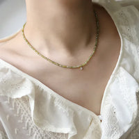 Olive Green Zirconia Necklace - Celeste-Without Zirconia-State of Style